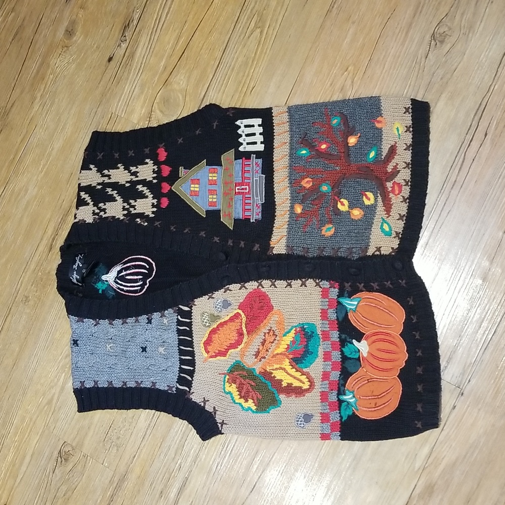 Gladys Bagley black fall vest EUC sz L